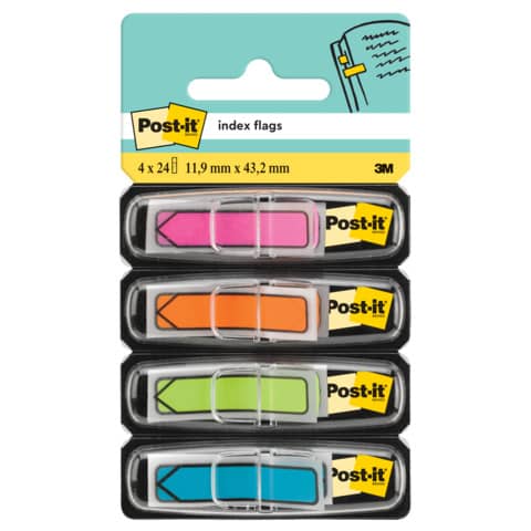 Segnapagina removibili Post-it® Index Mini ''Freccia'' 684 colori vivaci assortiti - 4 conf. da 24 - 684ARR4